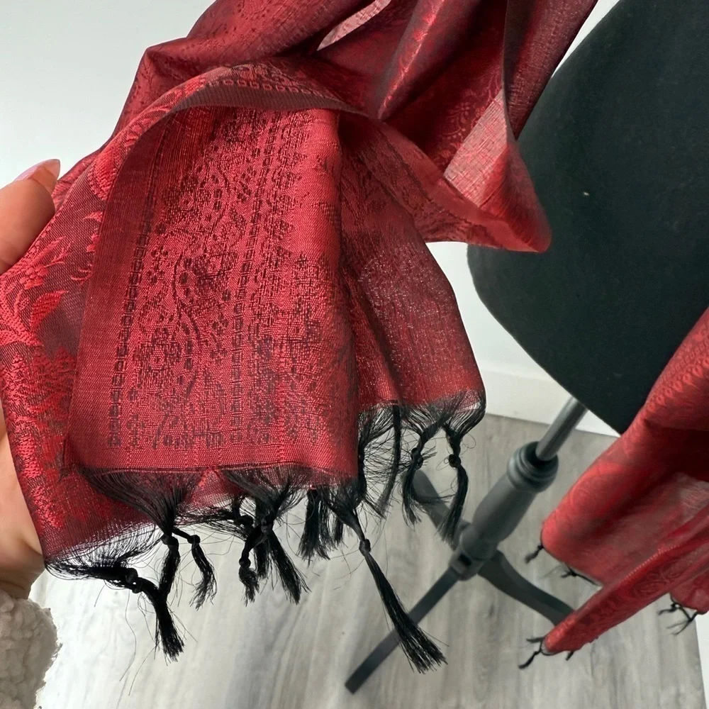 Sheer Women's Red Shawl Scarf 22x69